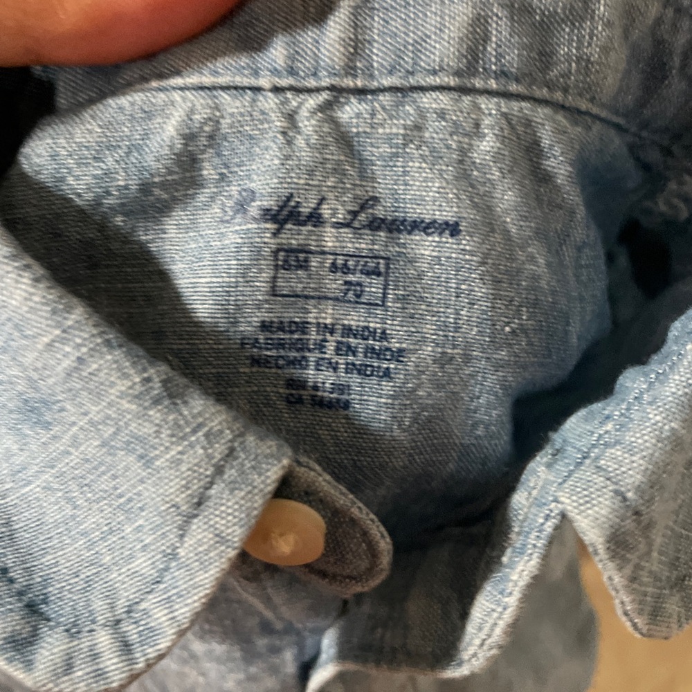 Ralph Lauren Baby Girl Indigo Blue Button Down Shirt size 6M - Picture 2 of 3